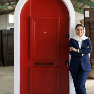 درب بالا منحنی رنگ پلی اورتان قرمز دکورال